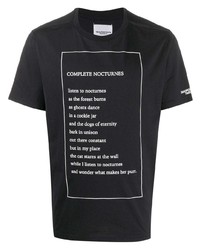 schwarzes und weißes bedrucktes T-Shirt mit einem Rundhalsausschnitt von Takahiromiyashita The Soloist