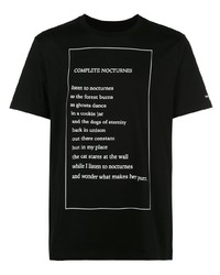 schwarzes und weißes bedrucktes T-Shirt mit einem Rundhalsausschnitt von Takahiromiyashita The Soloist