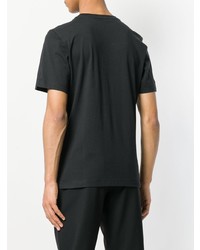 schwarzes und weißes bedrucktes T-Shirt mit einem Rundhalsausschnitt von Calvin Klein Jeans