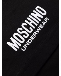 schwarzes und weißes bedrucktes T-Shirt mit einem Rundhalsausschnitt von Moschino