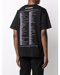 schwarzes und weißes bedrucktes T-Shirt mit einem Rundhalsausschnitt von Raf Simons