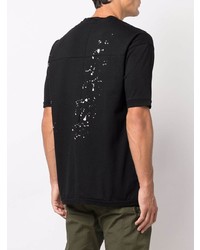schwarzes und weißes bedrucktes T-Shirt mit einem Rundhalsausschnitt von Thom Krom