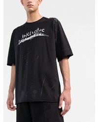 schwarzes und weißes bedrucktes T-Shirt mit einem Rundhalsausschnitt von Balmain