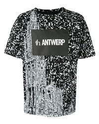 schwarzes und weißes bedrucktes T-Shirt mit einem Rundhalsausschnitt von Th X Vier Antwerp
