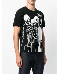 schwarzes und weißes bedrucktes T-Shirt mit einem Rundhalsausschnitt von The Beatles X Comme Des Garçons