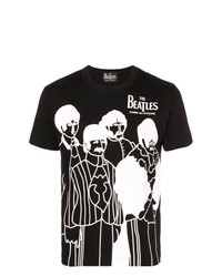 schwarzes und weißes bedrucktes T-Shirt mit einem Rundhalsausschnitt von The Beatles X Comme Des Garçons