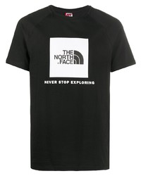 schwarzes und weißes bedrucktes T-Shirt mit einem Rundhalsausschnitt von The North Face