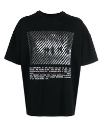 schwarzes und weißes bedrucktes T-Shirt mit einem Rundhalsausschnitt von Thom Krom