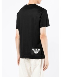 schwarzes und weißes bedrucktes T-Shirt mit einem Rundhalsausschnitt von Emporio Armani