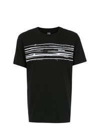 schwarzes und weißes bedrucktes T-Shirt mit einem Rundhalsausschnitt von Track & Field