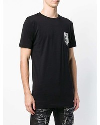 schwarzes und weißes bedrucktes T-Shirt mit einem Rundhalsausschnitt von Diesel Black Gold