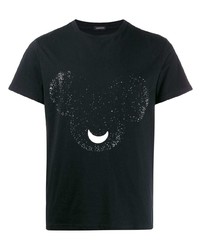 schwarzes und weißes bedrucktes T-Shirt mit einem Rundhalsausschnitt von Unconditional