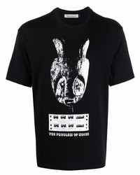 schwarzes und weißes bedrucktes T-Shirt mit einem Rundhalsausschnitt von UNDERCOVE