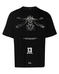 schwarzes und weißes bedrucktes T-Shirt mit einem Rundhalsausschnitt von UNDERCOVE