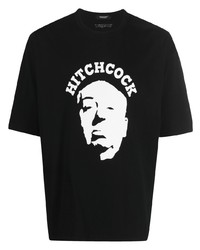 schwarzes und weißes bedrucktes T-Shirt mit einem Rundhalsausschnitt von Undercover