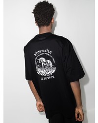 schwarzes und weißes bedrucktes T-Shirt mit einem Rundhalsausschnitt von Vetements