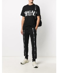 schwarzes und weißes bedrucktes T-Shirt mit einem Rundhalsausschnitt von VERSACE JEANS COUTURE