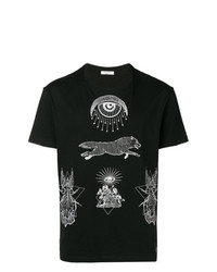 schwarzes und weißes bedrucktes T-Shirt mit einem Rundhalsausschnitt von Valentino