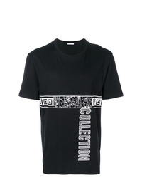 schwarzes und weißes bedrucktes T-Shirt mit einem Rundhalsausschnitt von Versace Collection