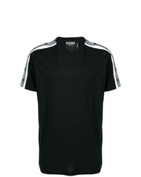 schwarzes und weißes bedrucktes T-Shirt mit einem Rundhalsausschnitt von Versus