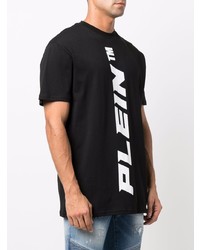 schwarzes und weißes bedrucktes T-Shirt mit einem Rundhalsausschnitt von Philipp Plein