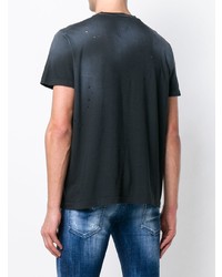 schwarzes und weißes bedrucktes T-Shirt mit einem Rundhalsausschnitt von DSQUARED2