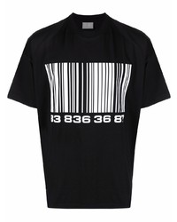 schwarzes und weißes bedrucktes T-Shirt mit einem Rundhalsausschnitt von VTMNTS
