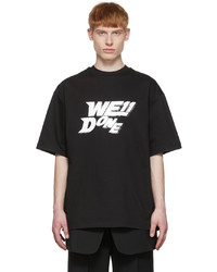 schwarzes und weißes bedrucktes T-Shirt mit einem Rundhalsausschnitt von We11done