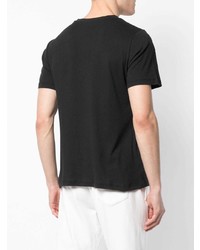 schwarzes und weißes bedrucktes T-Shirt mit einem Rundhalsausschnitt von Cynthia Rowley