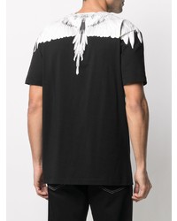 schwarzes und weißes bedrucktes T-Shirt mit einem Rundhalsausschnitt von Marcelo Burlon County of Milan