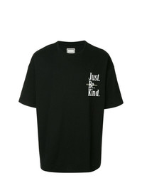 schwarzes und weißes bedrucktes T-Shirt mit einem Rundhalsausschnitt von Wooyoungmi