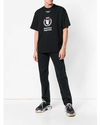 schwarzes und weißes bedrucktes T-Shirt mit einem Rundhalsausschnitt von Balenciaga