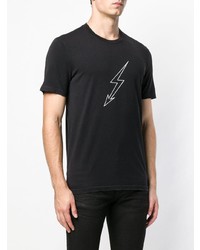 schwarzes und weißes bedrucktes T-Shirt mit einem Rundhalsausschnitt von Givenchy