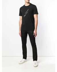 schwarzes und weißes bedrucktes T-Shirt mit einem Rundhalsausschnitt von Givenchy