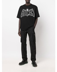 schwarzes und weißes bedrucktes T-Shirt mit einem Rundhalsausschnitt von Lanvin