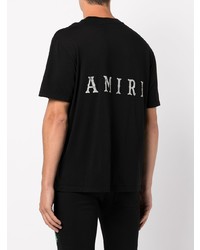 schwarzes und weißes bedrucktes T-Shirt mit einem Rundhalsausschnitt von Amiri