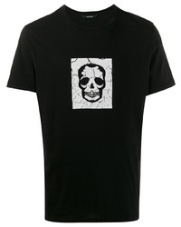 schwarzes und weißes bedrucktes T-Shirt mit einem Rundhalsausschnitt von Zadig & Voltaire