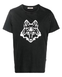 schwarzes und weißes bedrucktes T-Shirt mit einem Rundhalsausschnitt von Zadig & Voltaire