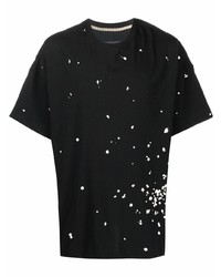 schwarzes und weißes bedrucktes T-Shirt mit einem Rundhalsausschnitt von Ziggy Chen