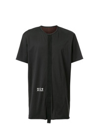 schwarzes und weißes bedrucktes T-Shirt mit einem Rundhalsausschnitt von Ziggy Chen