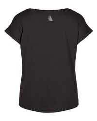 schwarzes und weißes bedrucktes T-Shirt mit einem Rundhalsausschnitt von Zizzi