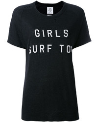 schwarzes und weißes bedrucktes T-Shirt mit einem Rundhalsausschnitt von Zoe Karssen