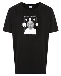 schwarzes und weißes bedrucktes T-Shirt mit einem Rundhalsausschnitt von Àlg