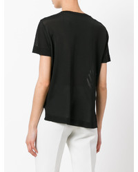 schwarzes und weißes bedrucktes T-Shirt mit einem V-Ausschnitt von Dsquared2
