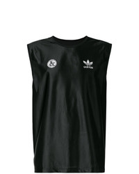 schwarzes und weißes bedrucktes Trägershirt von adidas