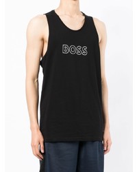 schwarzes und weißes bedrucktes Trägershirt von BOSS