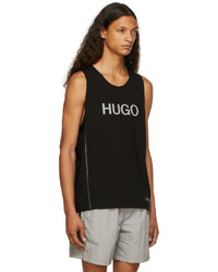 schwarzes und weißes bedrucktes Trägershirt von Hugo