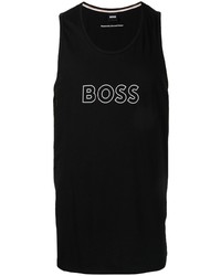 schwarzes und weißes bedrucktes Trägershirt von BOSS