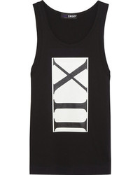 schwarzes und weißes bedrucktes Trägershirt von DKNY