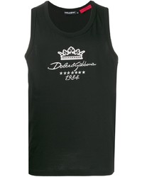 schwarzes und weißes bedrucktes Trägershirt von Dolce & Gabbana